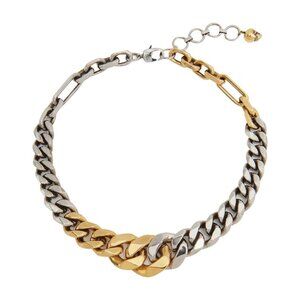Alexander McQueen Gold Silver Choker Chain Necklace